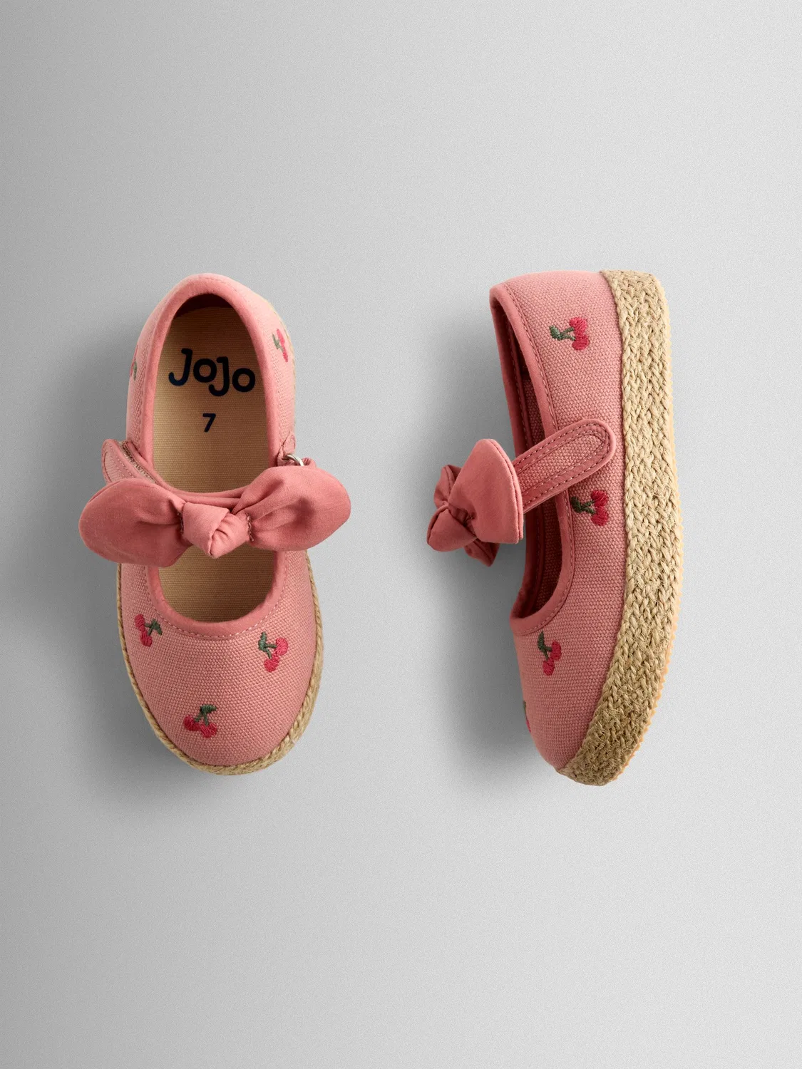 Туфли балетки с бантом и вишней Jojo Maman Bébé, Salmon Pink Cherry — фото 3