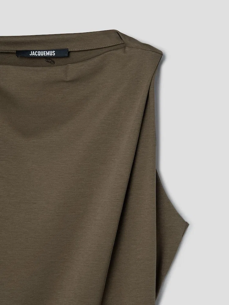 Топ без рукавов с асимметрией JACQUEMUS, Dark Khaki — фото 4