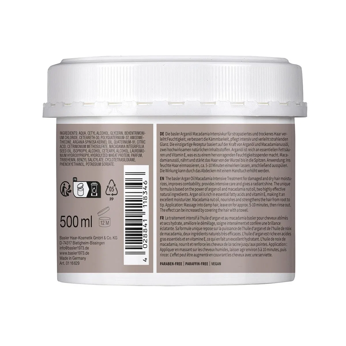 Маска для волос с аргановым маслом и макадамией Basler Argan Oil Macadamia Mask, 500 мл Basler — фото 3