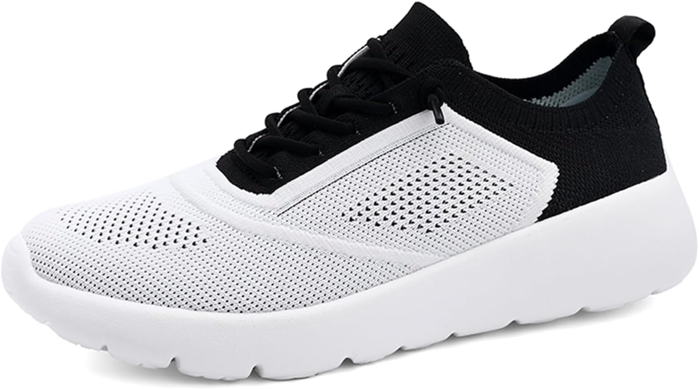

Мужские дышащие слипоны кроссовки Легкие беговые обувь из сетки Мужские прогулочные туфли Мужская повседневная обувь Abborora, белый/черный