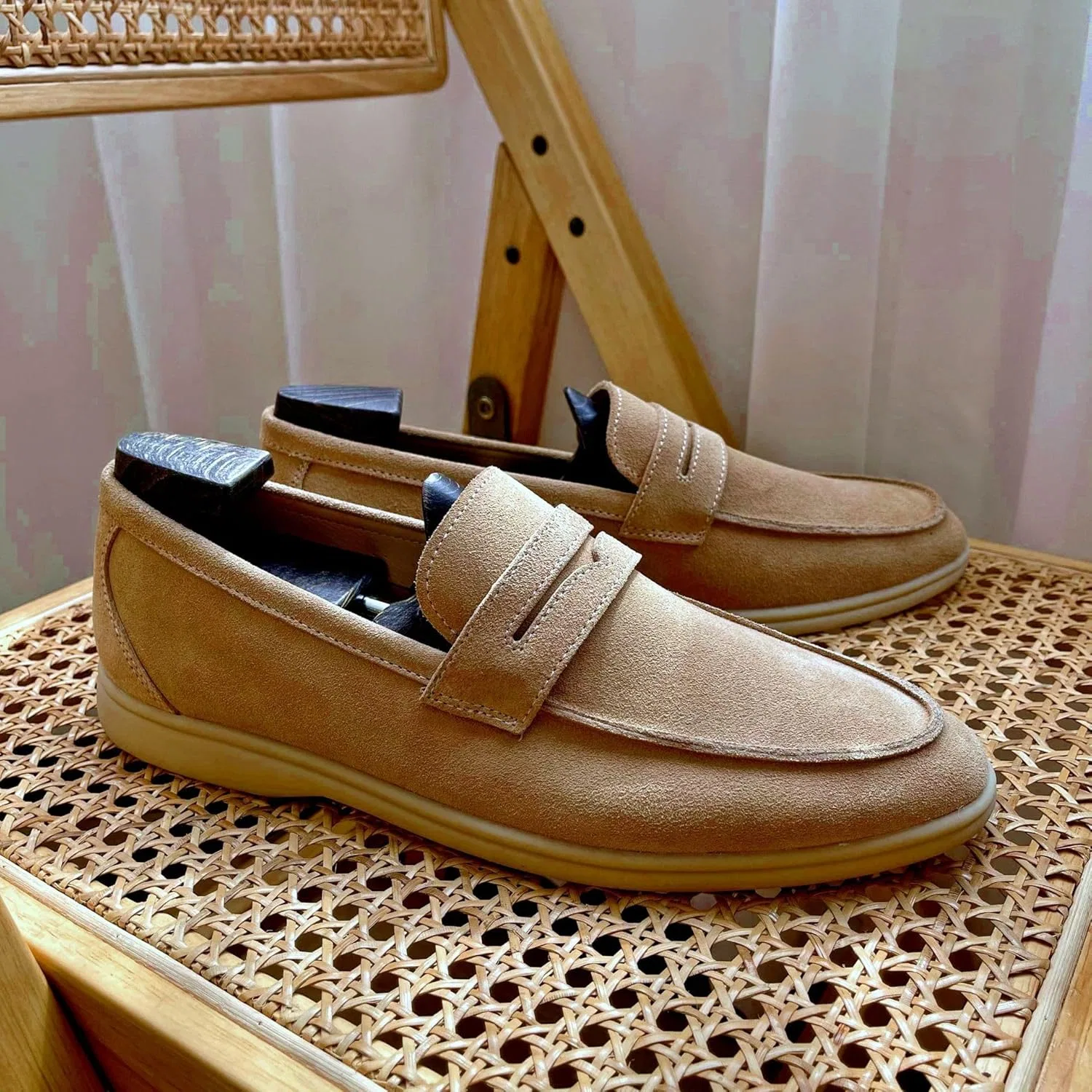 Мокасины кожаные замшевые Loafers, хаки SayfuR — фото 4