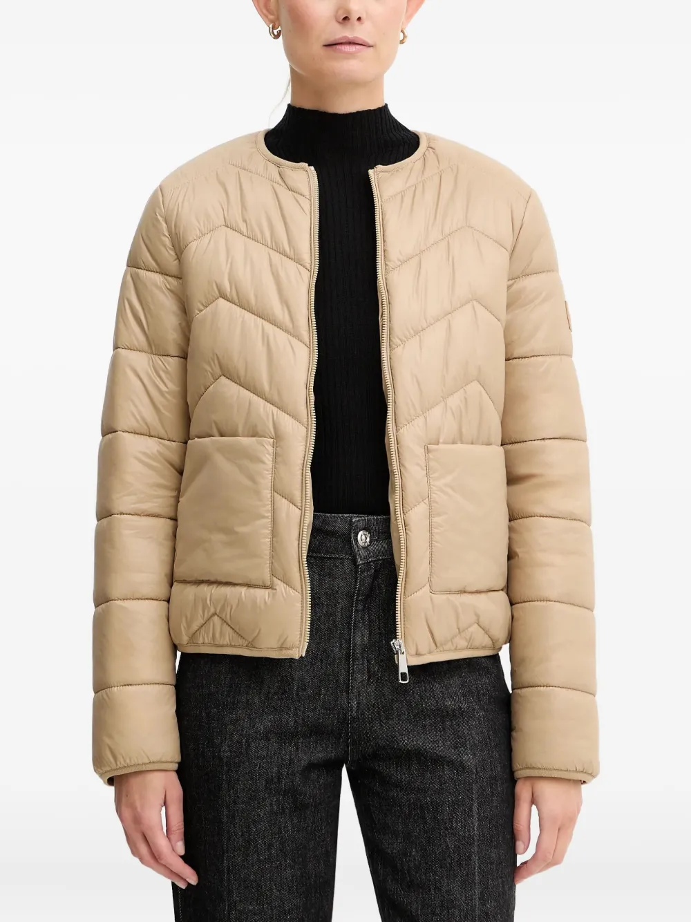 

Стёганая куртка с узором "елочка" Boss, бежевый