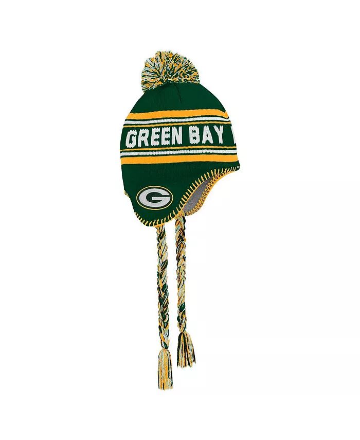 

Дошкольное зеленое Green Bay Packers жаккардовая вязаная шапка с кисточками и помпоном Outerstuff