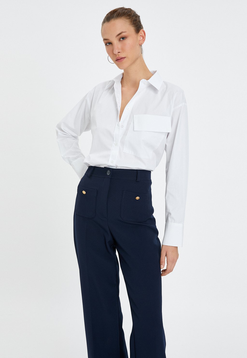 

Блузка на пуговицах POCKET DETAIL LONG SLEEVE Koton, молочный