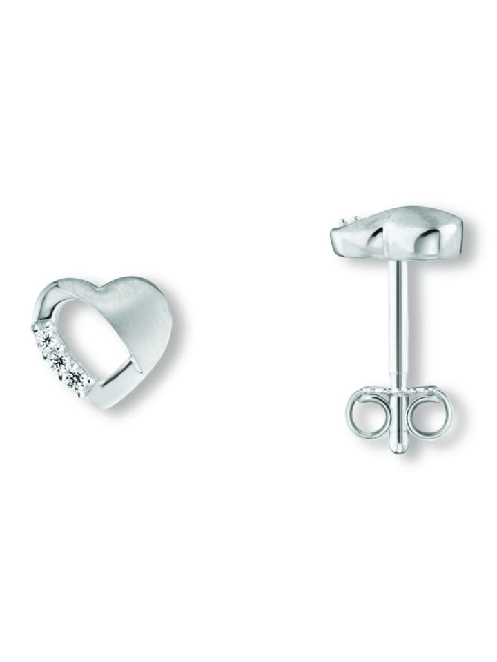 

ONE ELEMENT Серьги-гвоздики в форме сердца с цирконием, изготовленные из серебра 925 пробы