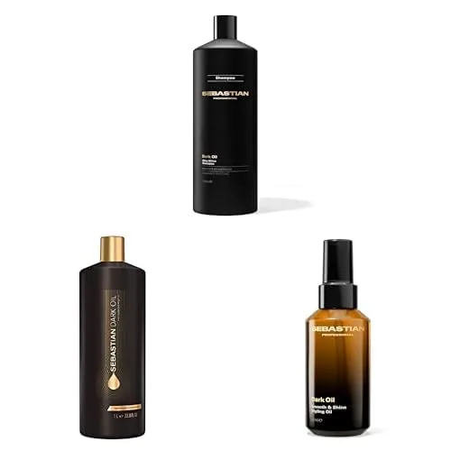 Набор Sebastian Professional Dark Oil Lightweight Hair Care, 995 мл + масло для укладки волос, 99 мл | С маслами сандалового, кедрового и арганового дерева, объем 1 литр
