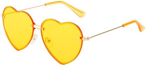 

Солнцезащитные очки в форме сердца 2026 года, металлические, для женщин, модные, без оправы, с прозрачными линзами LOVE, защита от УФ-излучения UV400 MTZJH, Gold Yellow
