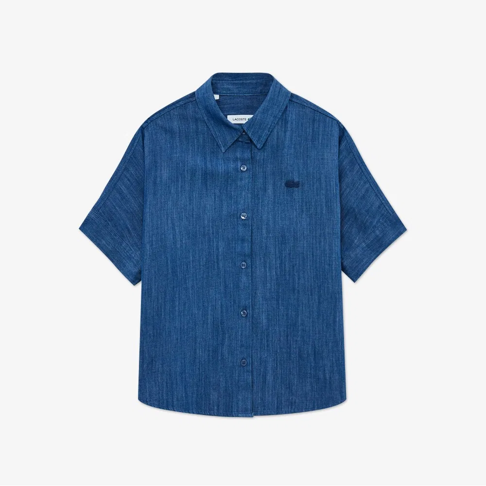 Женская рубашка Lacoste 36L, с рукавом "долман", синий