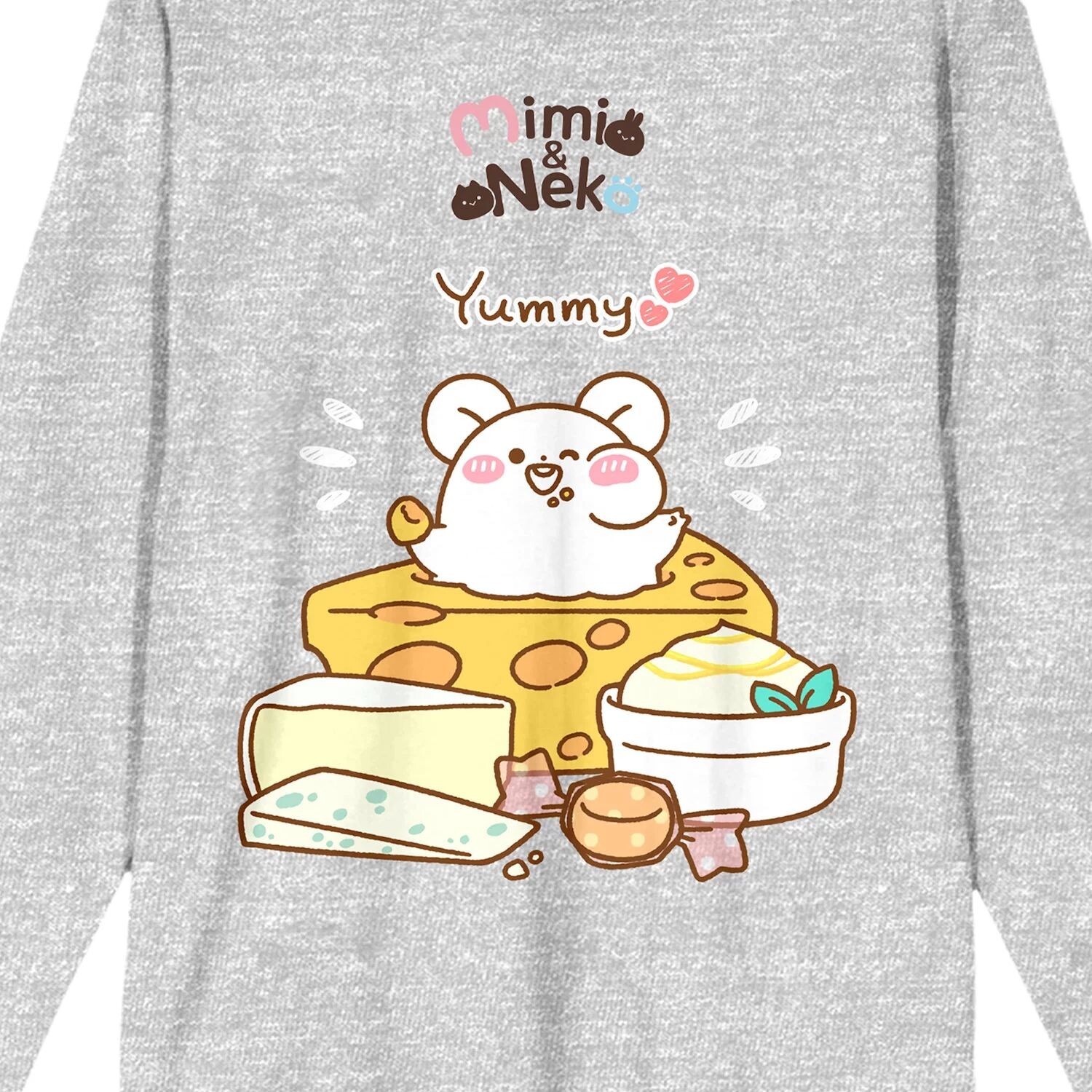 

Мужская футболка с длинными рукавами Mimi & Neko Nezu Eating Yum Licensed Character