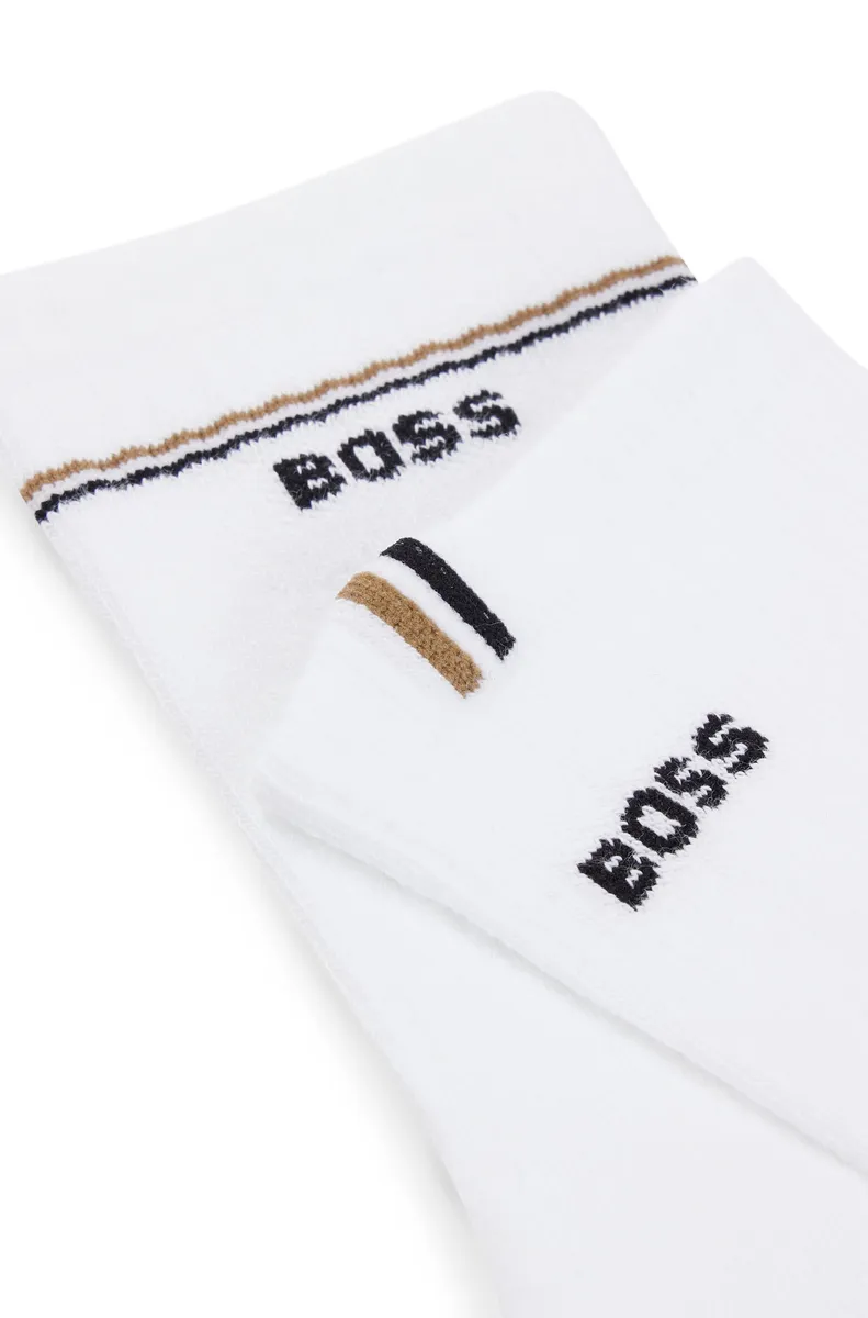 Носки BOSS "2P QS Iconic CC W" (упаковка, 2 пары, 2 шт.), с надписью логотипа BOSS, белый — фото 3