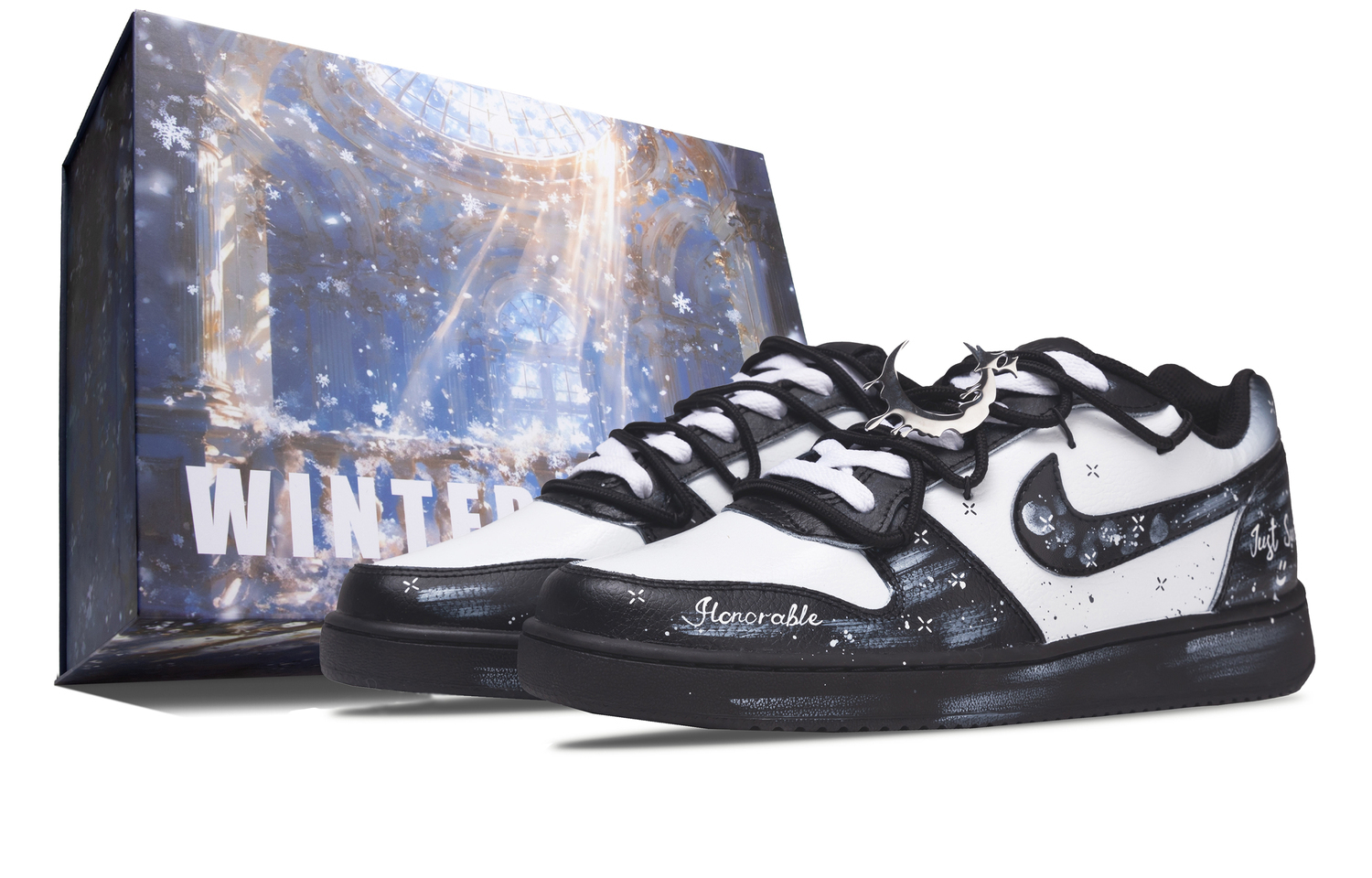 

Nike Мужские низкие скейтбордные кроссовки EBERNON Obsidian Moon Shadow из искусственной кожи, черный с белым
