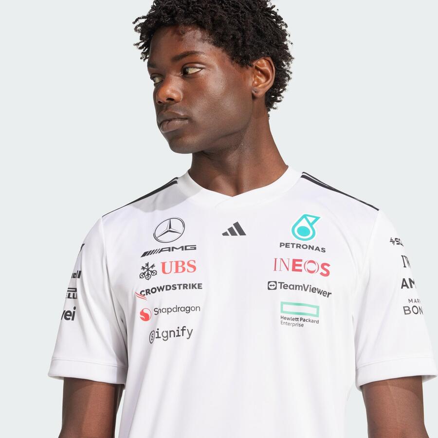 ADIDAS Белая майка гонщика команды Формулы-1 Mercedes-AMG Petronas — фото 4