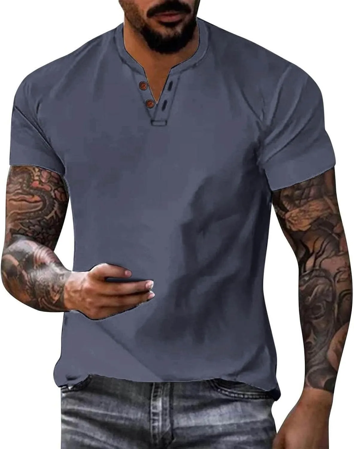 

Мужская повседневная футболка-поло с коротким рукавом и V-образным вырезом xoxingysm