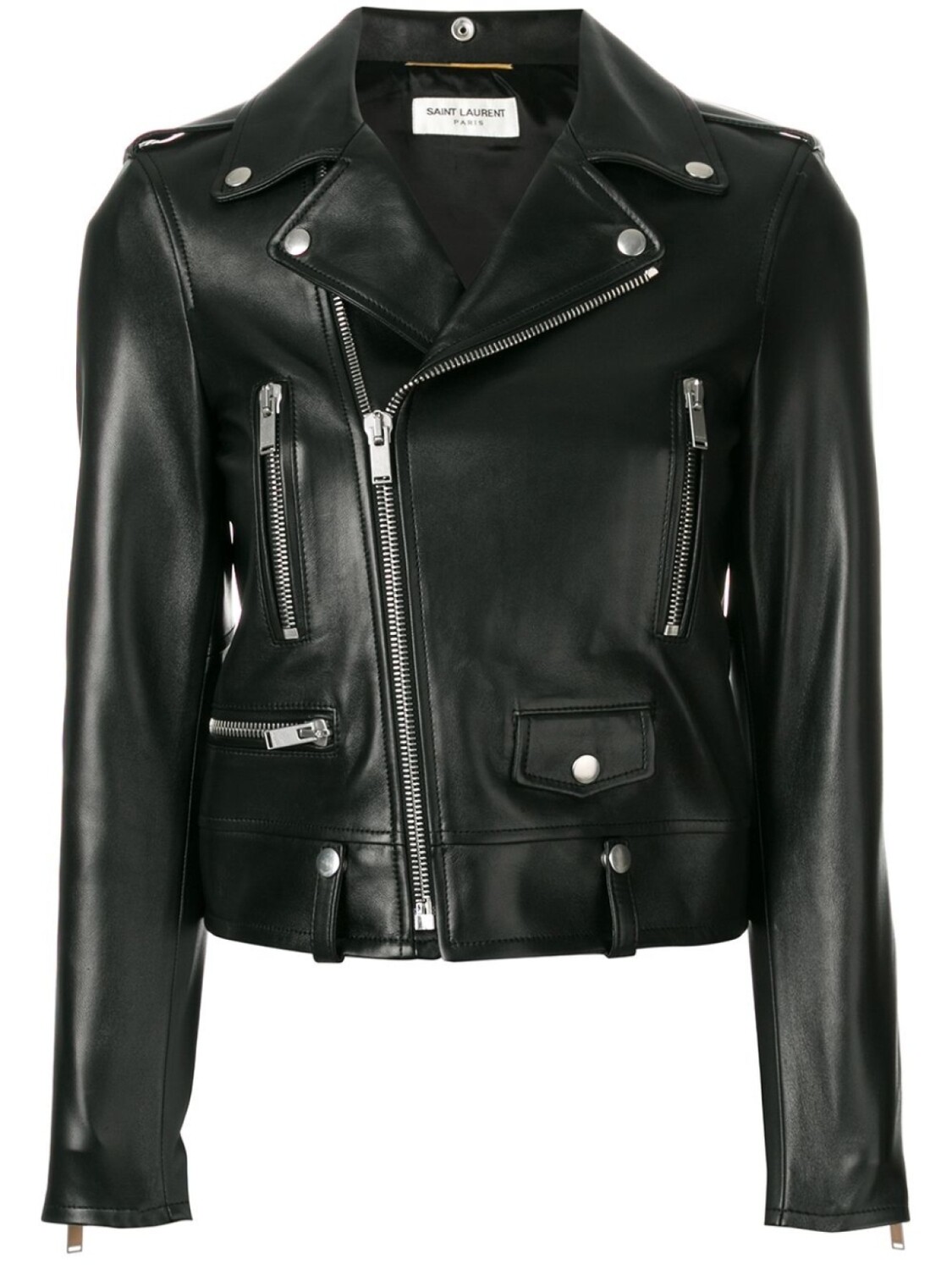 

Saint Laurent укороченная байкерская куртка, черный