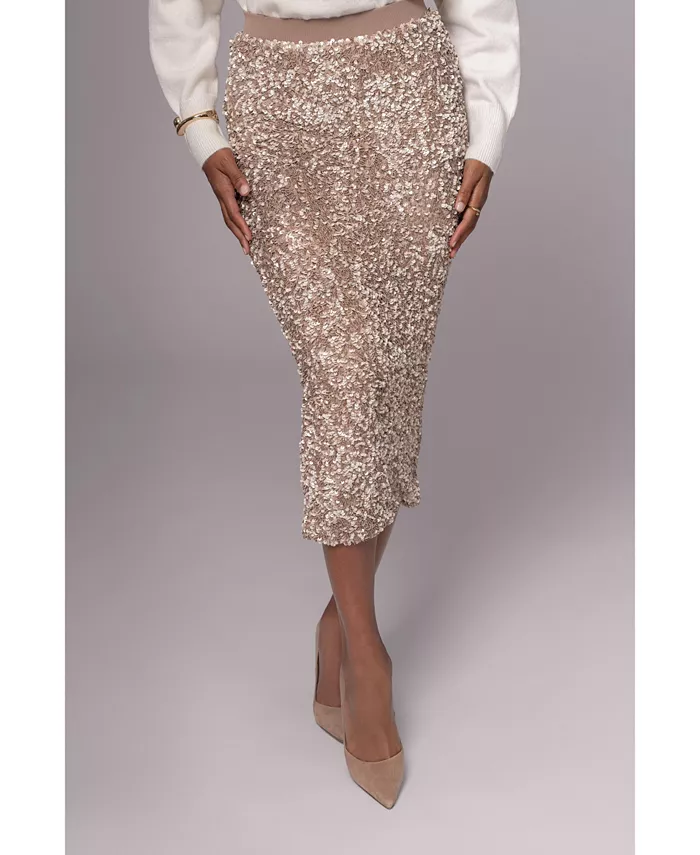 

Женская юбка миди с пайетками JLUXLABEL, коричневый/бежевый