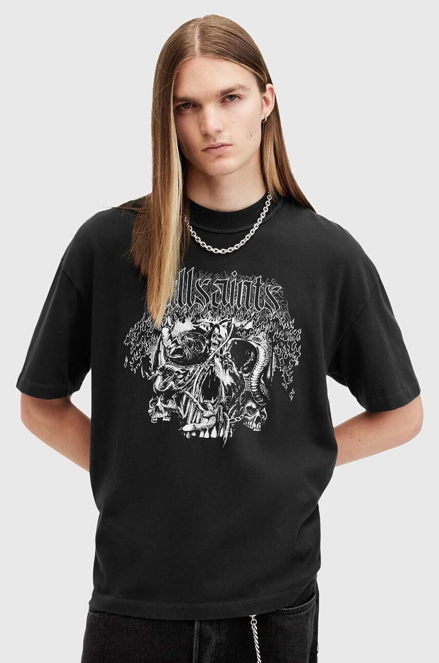 

Хлопковая футболка AllSaints MORPH SS CREW, черный