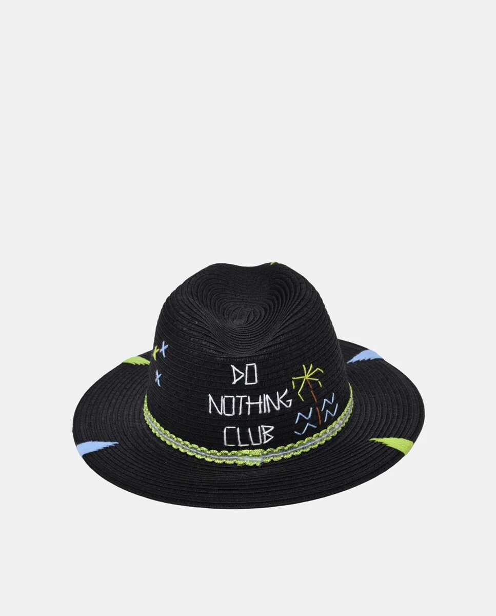

Соломенная шляпа с посланием The hat gang, мультиколор