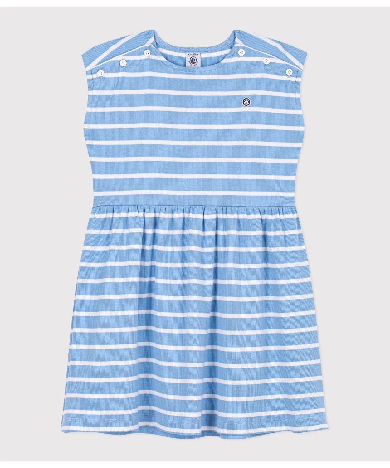 Детское платье без рукавов с полосатым принтом PETIT BATEAU, White Blue — фото 4