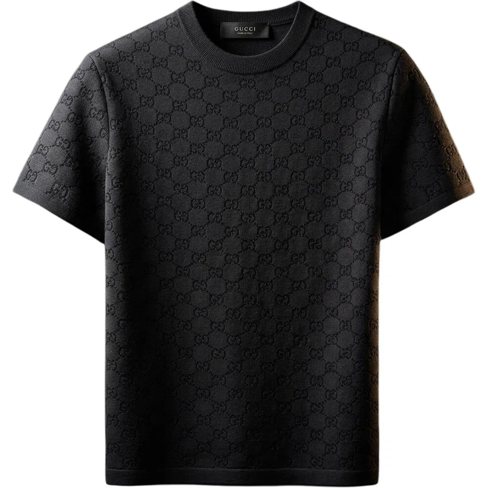 Мужская футболка с круглым вырезом Black GUCCI