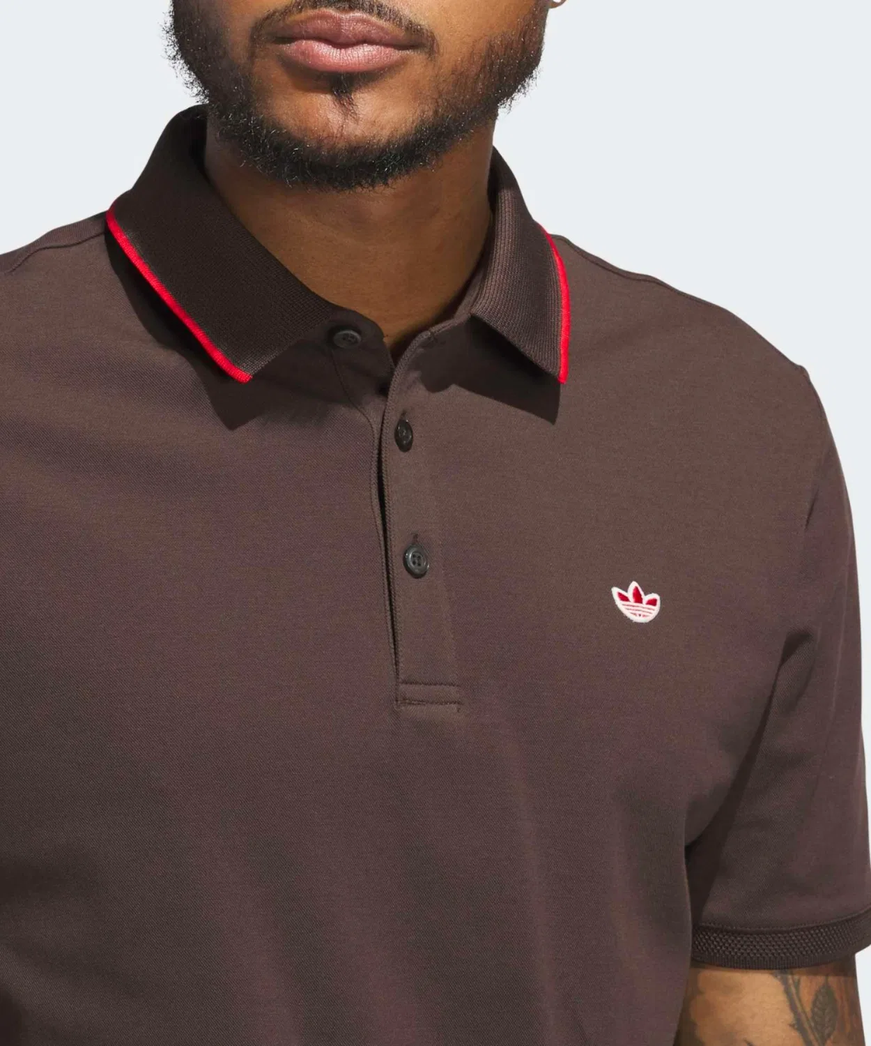 Мужская хлопковая футболка-поло с коротким рукавом Adidas Golf, Dark Brown — фото 4