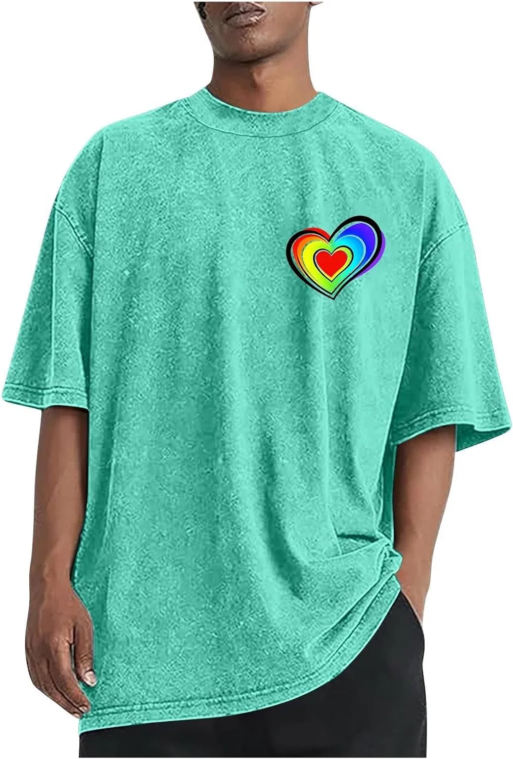 Мужская футболка с принтом Love Heart, Mint Green