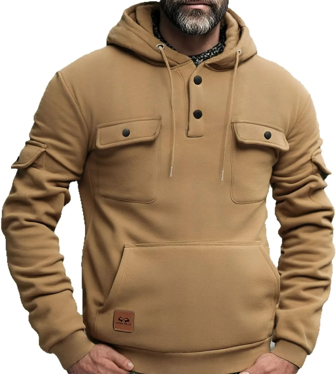 

Толстовка с капюшоном на молнии мужская, флисовая, с длинным рукавом, Military, Plus Size, с карманами