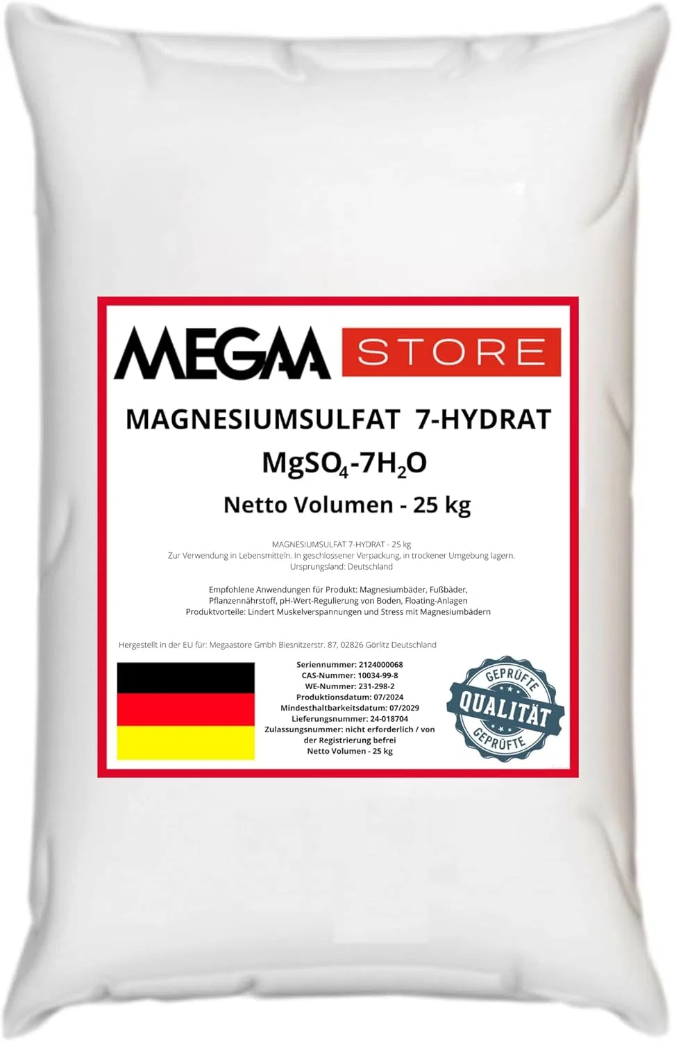 Соль для ванн Эпсом Megaastore, 25 кг, Белый