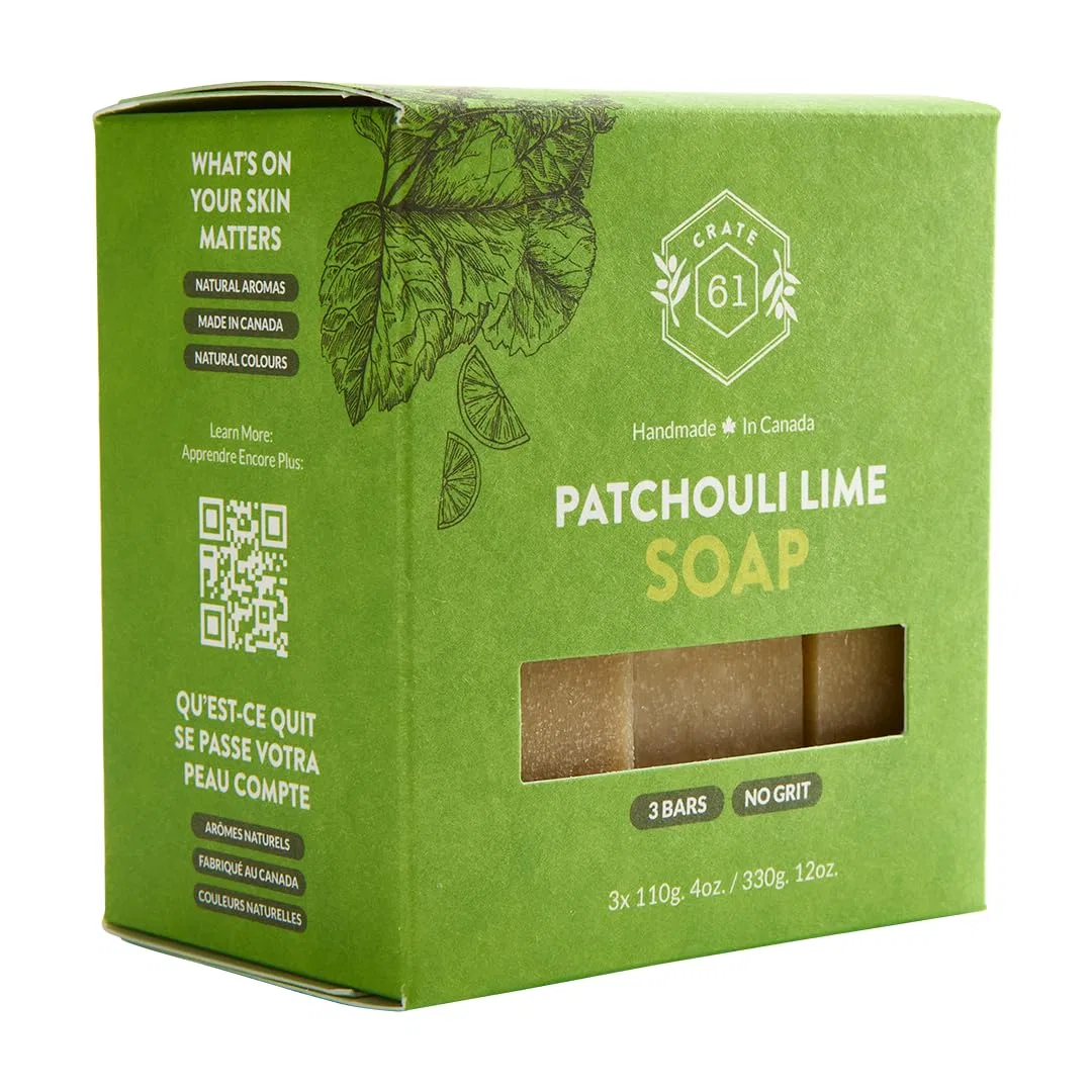 Мыло ручной работы Patchouli Lime, 3 шт, Crate 61 Organics, 110 г — фото 2
