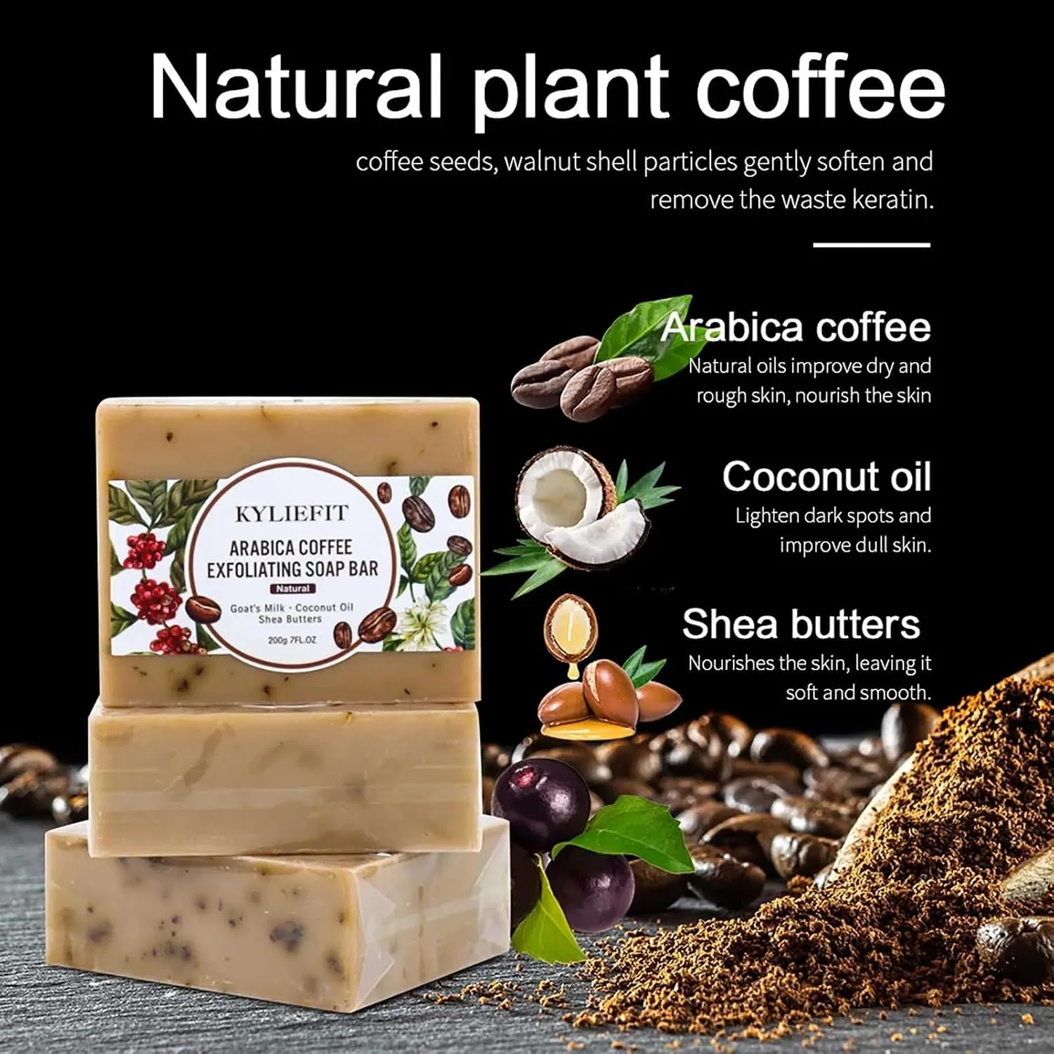 Скраб-мыло кофейное Arabica AILKE BOOST LUSTER, набор 5 шт, 200 г — фото 4