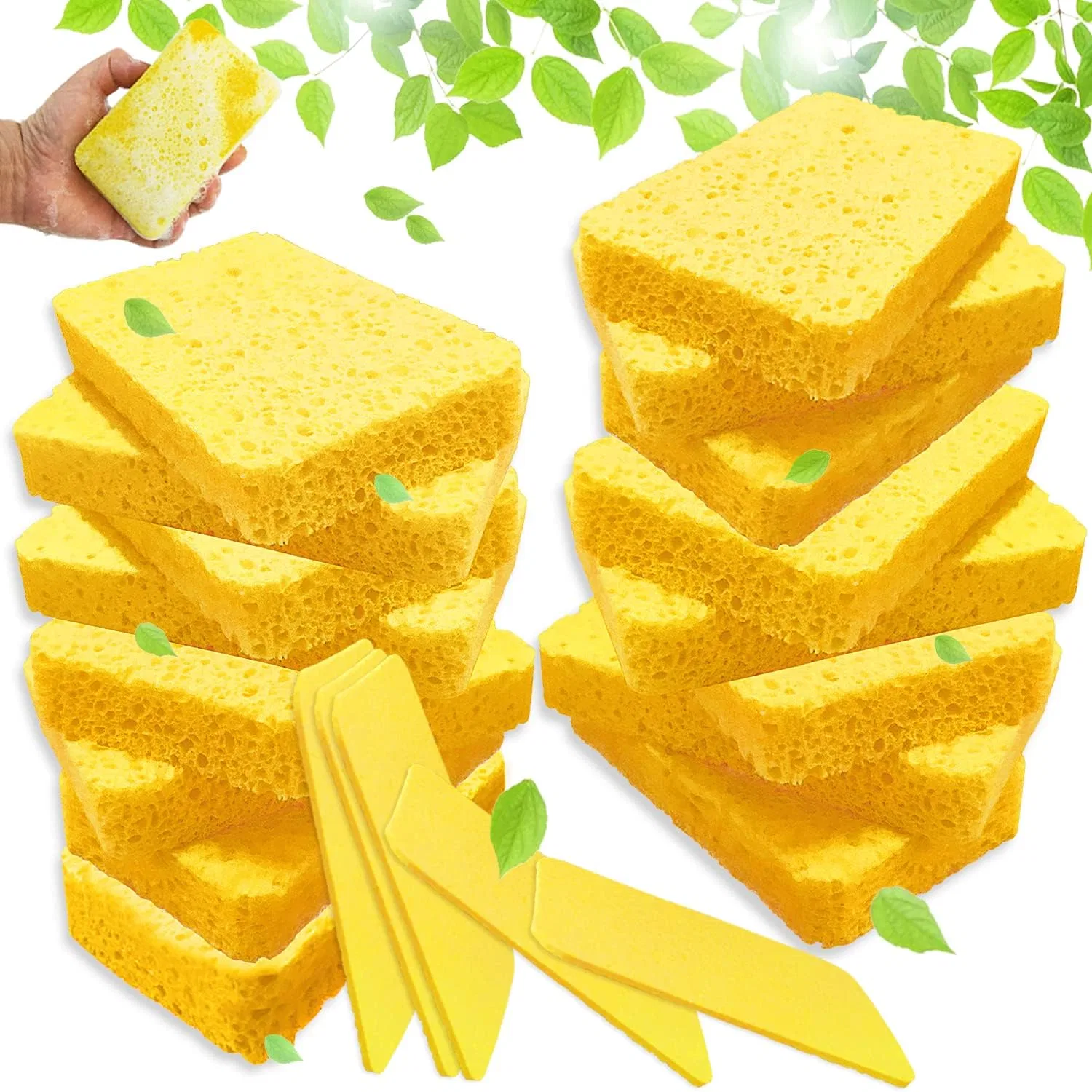 Спонж для уборки из целлюлозы Szsrcywd, 16 шт, 2 см, Yellow
