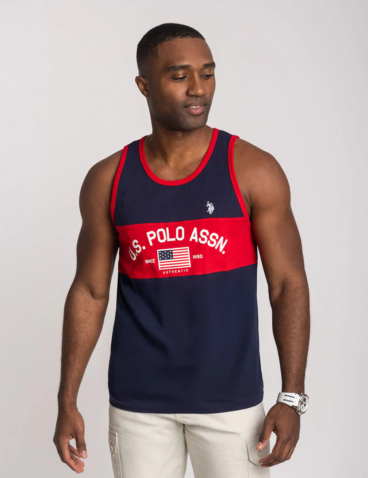 

Майка U.S. Polo Color Block Flag Muscle, темно-синий/красный