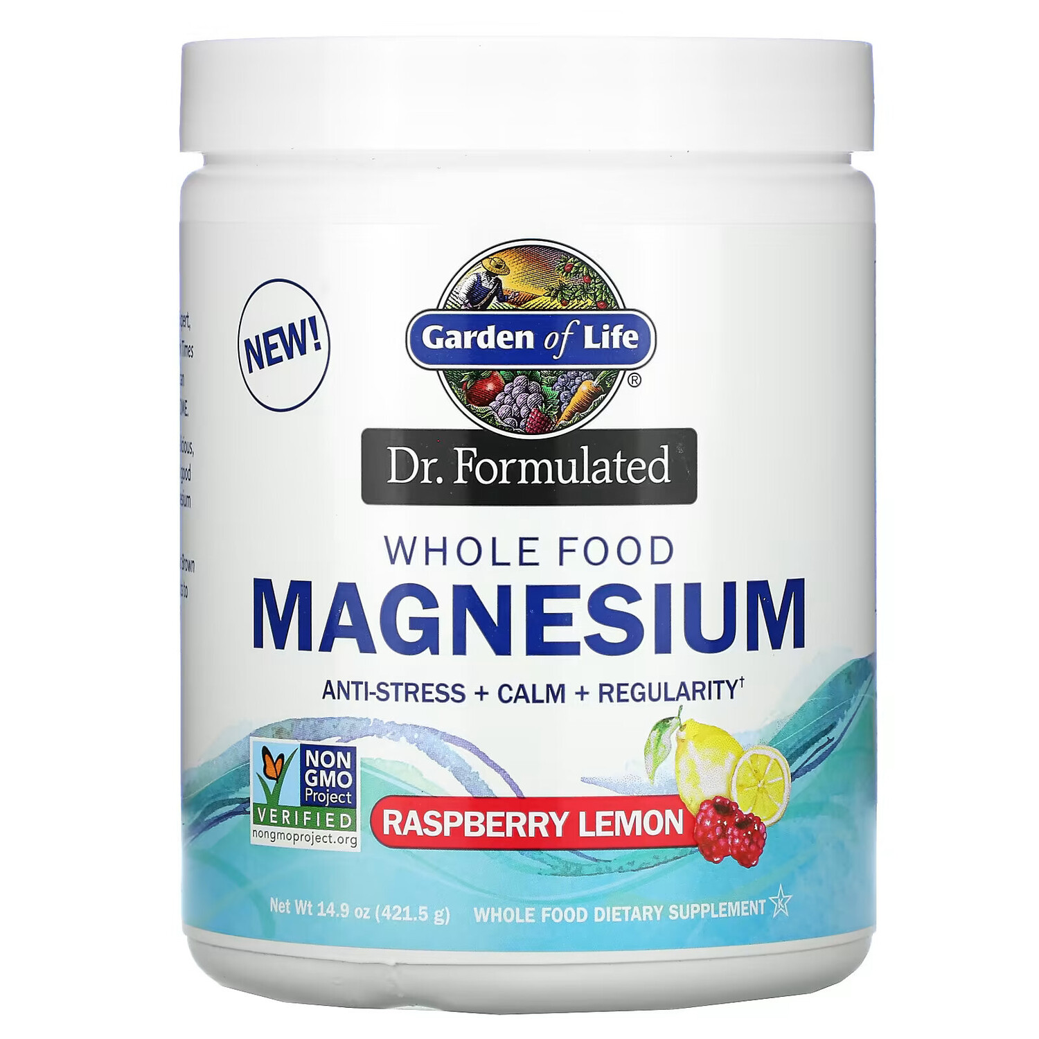 

Garden of Life, Dr. Formulated, порошок из цельнопищевого магния, с малиновым и лимонным вкусом, 421,5 г (14,9 унции)