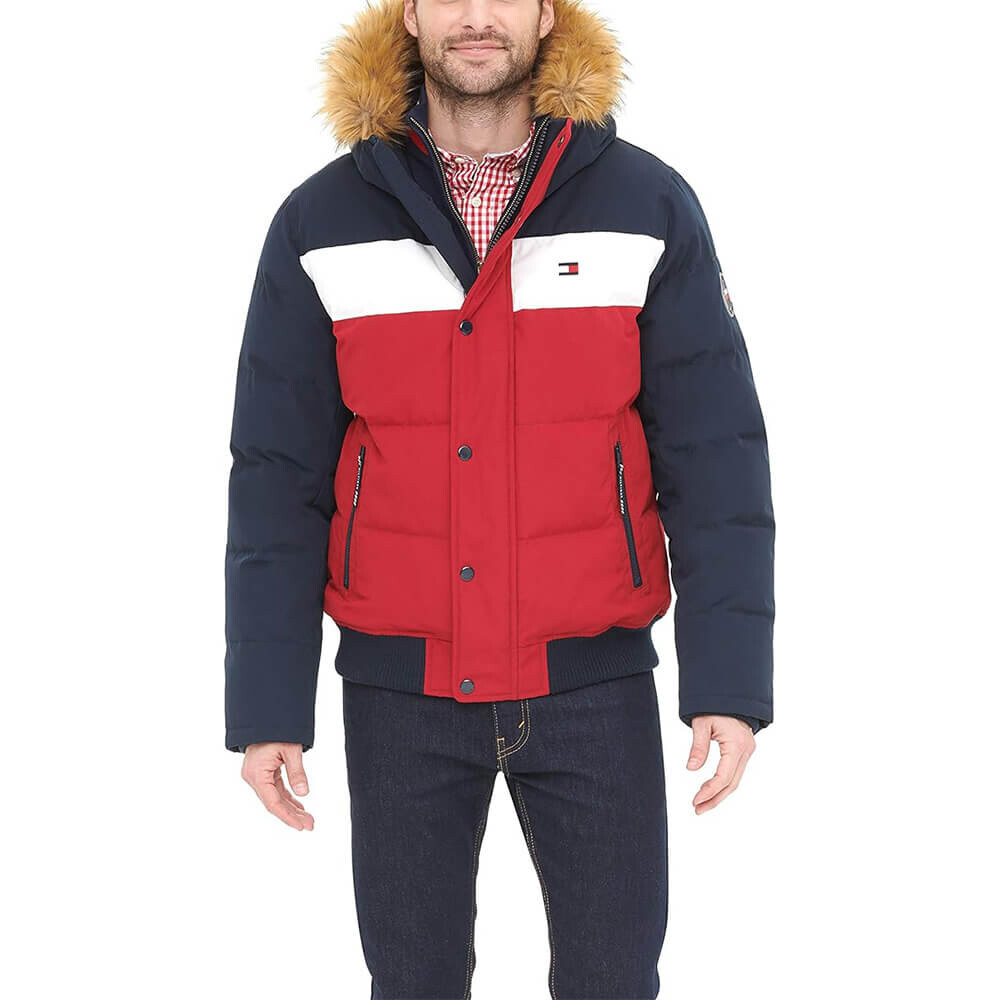 Пуховик Tommy Hilfiger Arctic Cloth Quilted Snorkel, темно-синий/белый/красный — фото 2