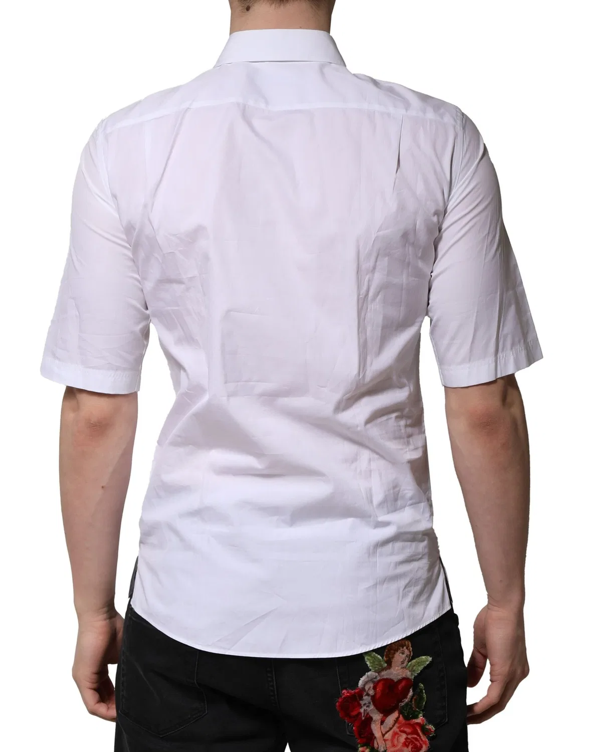Мужская рубашка с коротким рукавом White Cotton Short Sleeves Dress Formal Shirt Dolce & Gabbana, White — фото 4