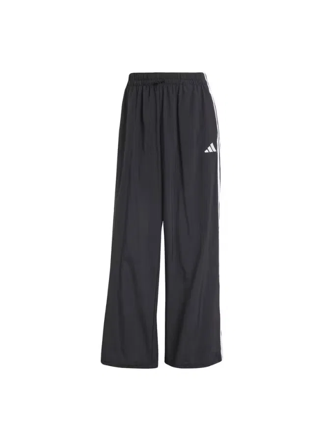 Брюки-парашют свободные Essentials 3-Stripes Adidas, черный