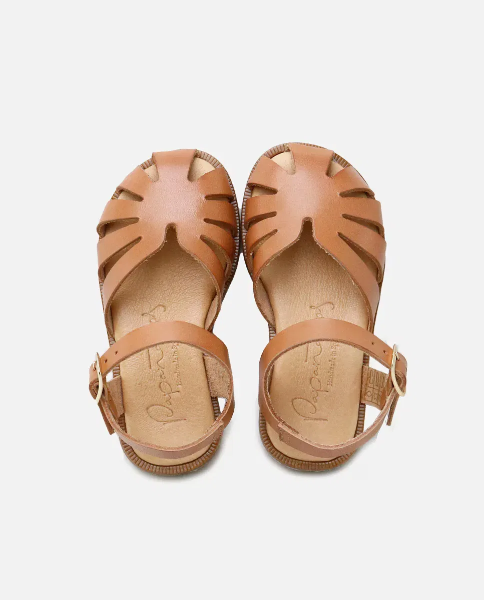 Детские сандалии для девочек кожаные с пряжкой Eli 1957, Camel — фото 4