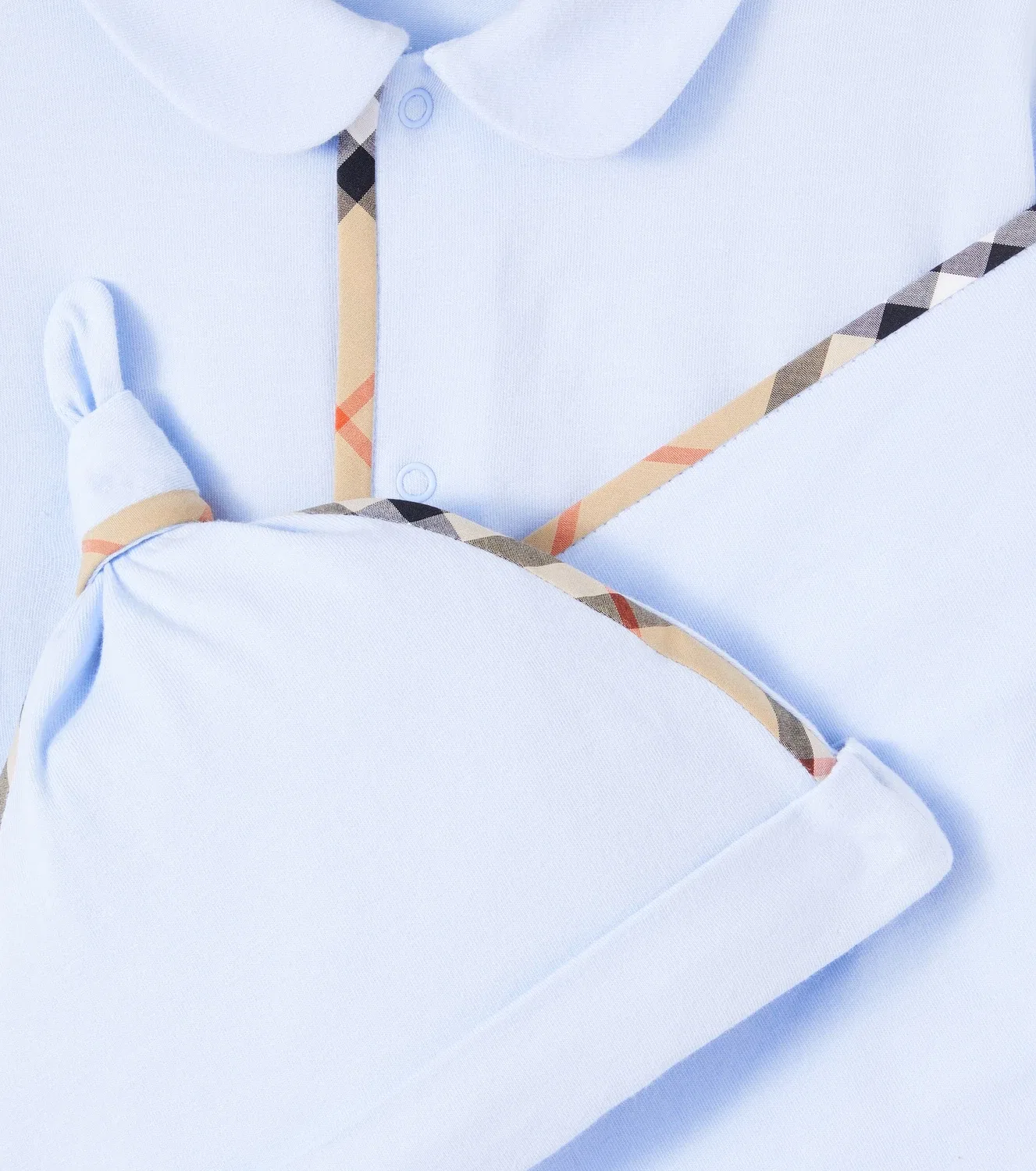 Комплект из шапочки, нагрудника и комбинезона из хлопка Burberry Kids, синий — фото 3