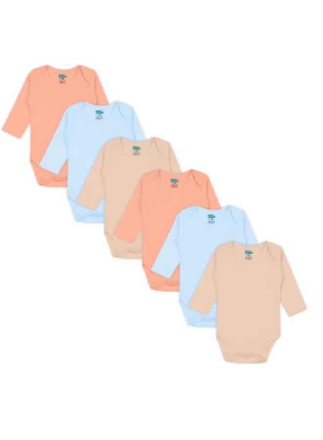 Боди-комбинезон с длинным рукавом, комплект из 6, Babies Basic, синий