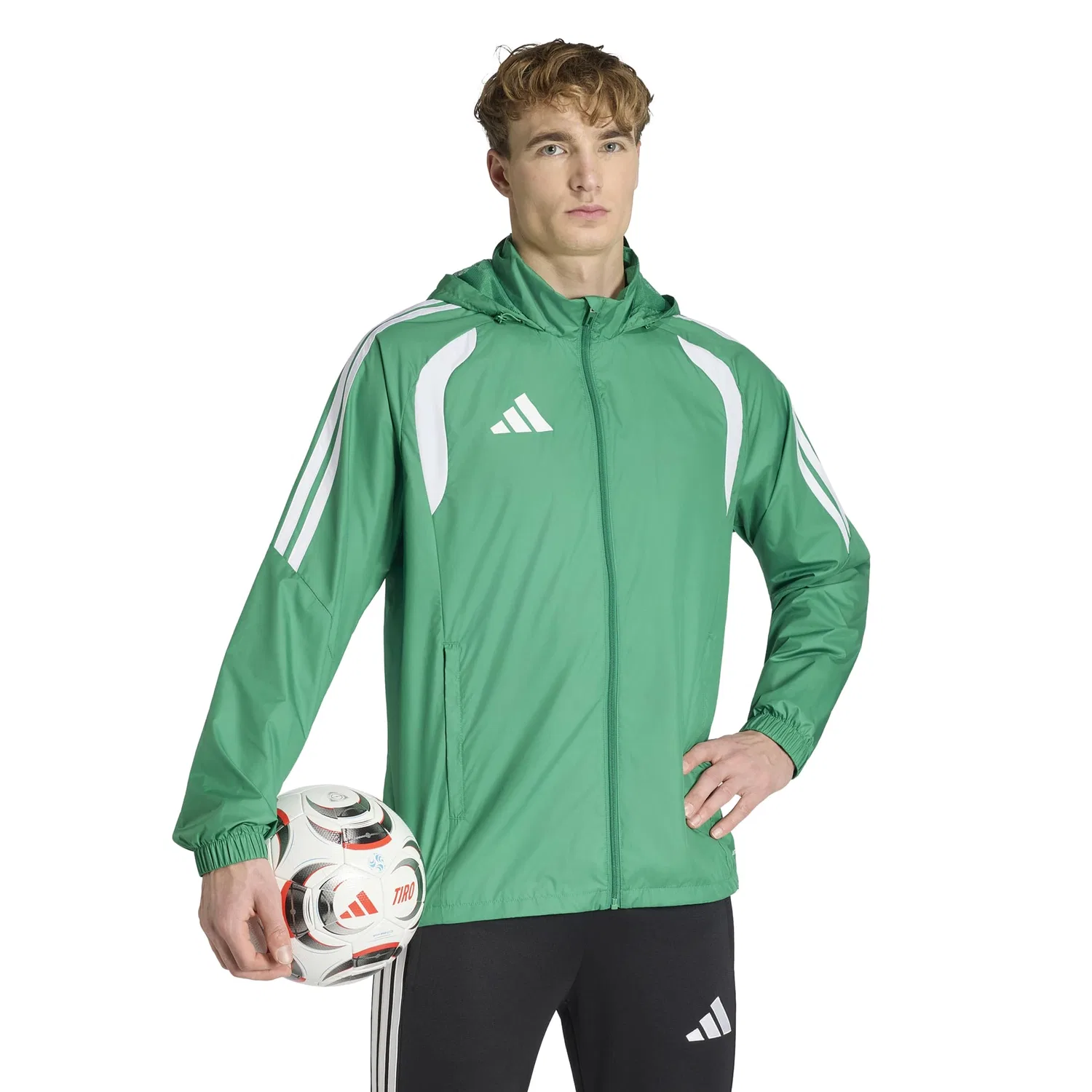 Мужская ветровка с длинным рукавом Tiro 26 League adidas, Team Green/White — фото 3