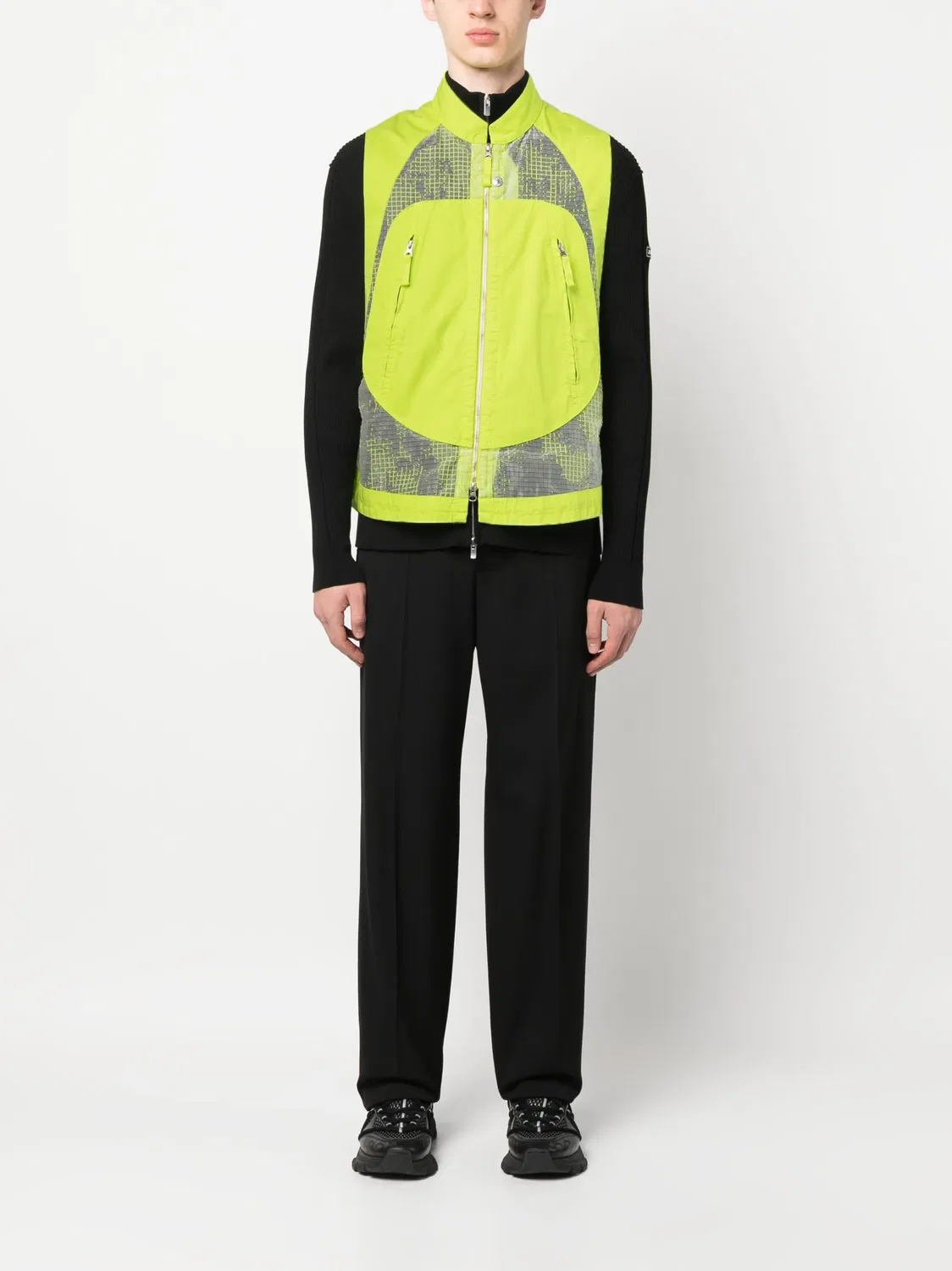 Stone Island Жилет с Сетчатой Панелью Ярко-Зеленого Цвета — фото 4