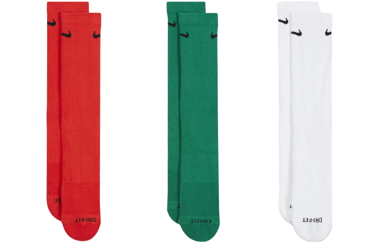 Носки спортивные, набор из 3 пар, Nike, Red/Green/White