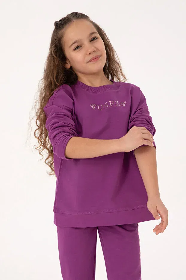 Детские свитшот для девочек с круглым вырезом U.S. Polo Assn., Violet