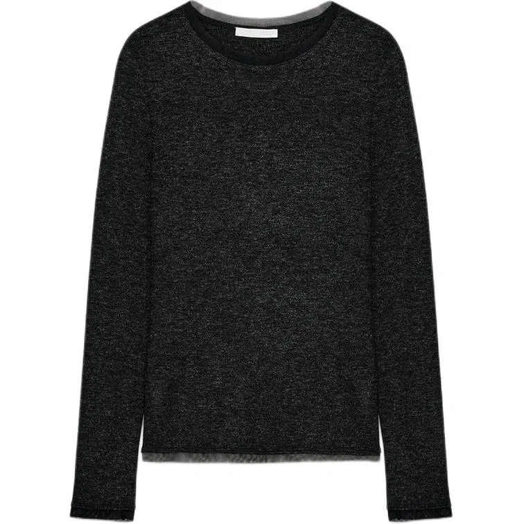 Женская футболка с круглым вырезом Dark Gray ZARA
