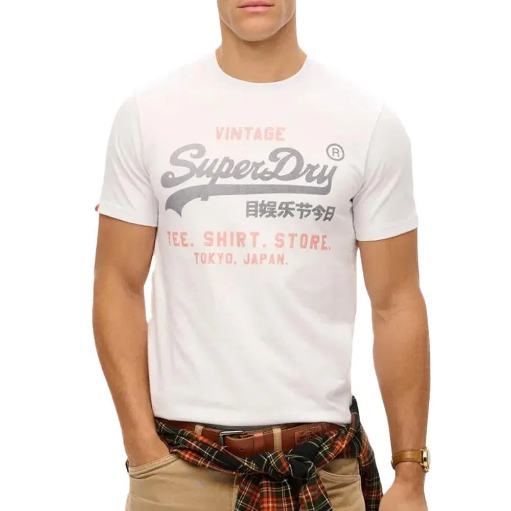 Мужская футболка с круглым вырезом Superdry VL Heritage Relaxed, Weiß — фото 2