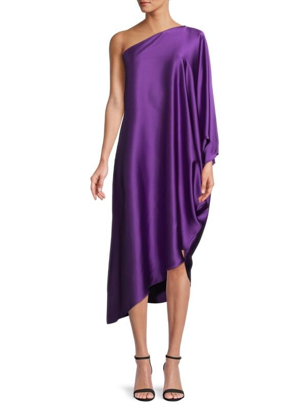 

Атласное платье миди на одно плечо Renee C. Dark purple