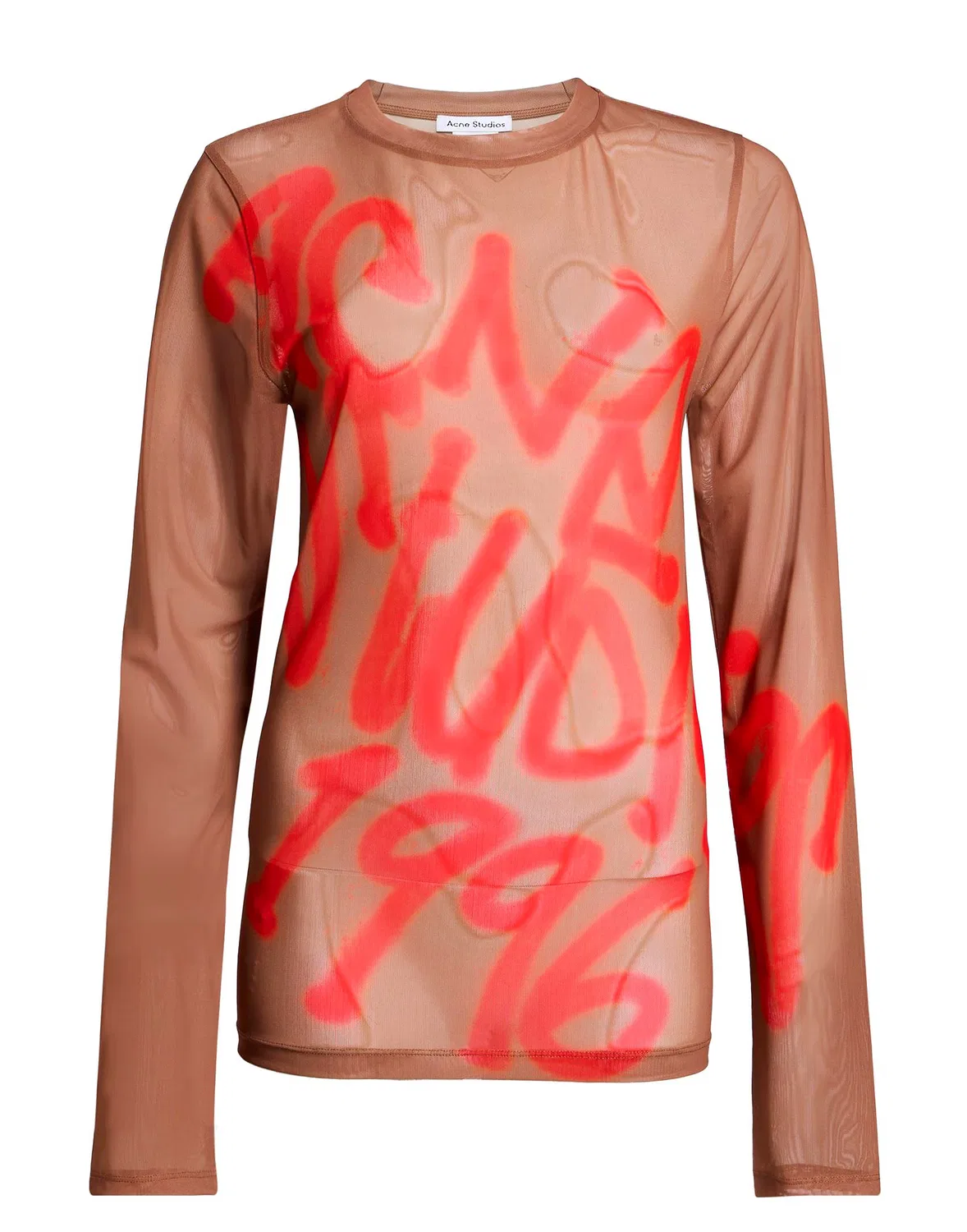 Женский топ из тюля с длинным рукавом Acne Studios, светло-коричневый