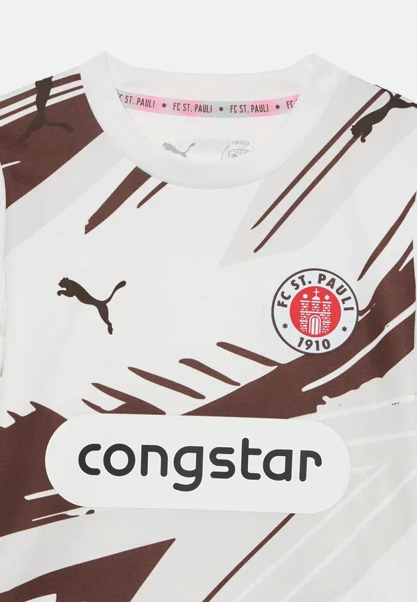 Футболка футбольная с принтом Fc St Pauli Away Replica Unisex, Puma, White/Brown, белый/коричневый — фото 3