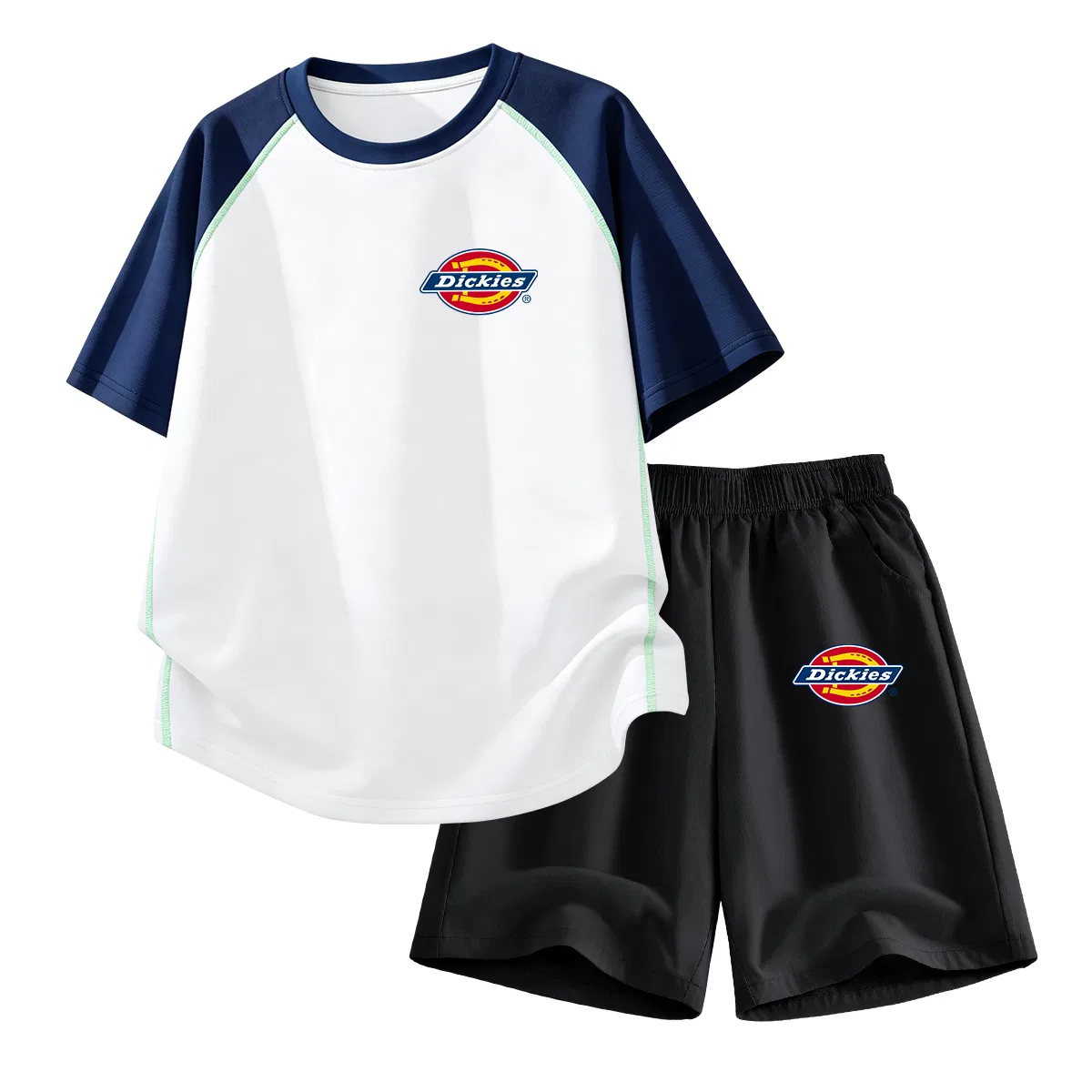 Детский комплект из футболки и шорт с принтом, Dickies, Silicone With White Logo K White/Silicone With White Logo K Black