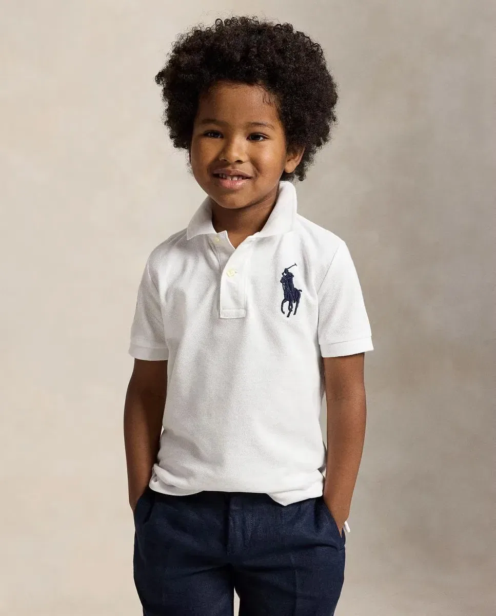 Детское поло для мальчиков с длинным рукавом Big Pony Polo Ralph Lauren, Blanco — фото 2
