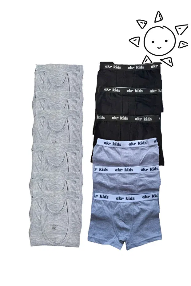 Детский комплект боксеров для мальчиков хлопковый Modaley Giyim, Gray-Blackgrey